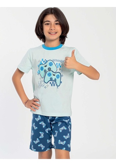 Confeo Erkek Çocuk Kısa Kol Mint Pijama Takım C9t4n0o-047 Mint
