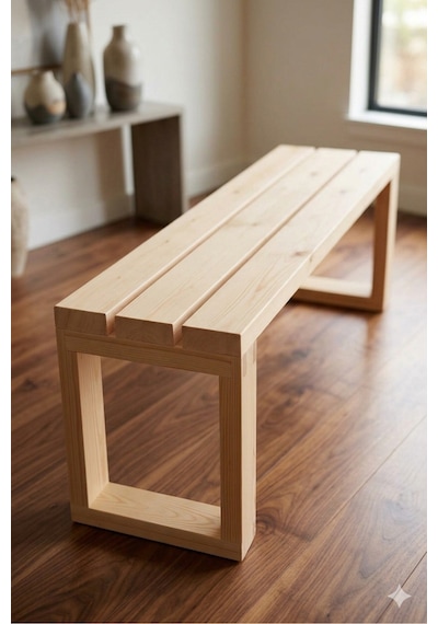 Ladin Masif Ahşap Bank Tabure 30x100x42 Cm Naturel