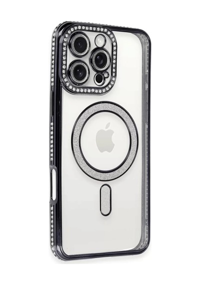 Newface Apple İphone 16 Pro Kılıf Joke Simli Magneticsafe Kılıf - Siyah