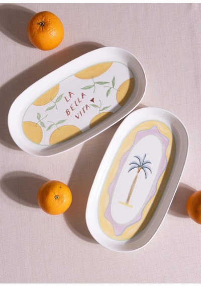 The Mia Itl0018 Italian Summer Oval Servis Tabağı 2li 23 Cm Krem