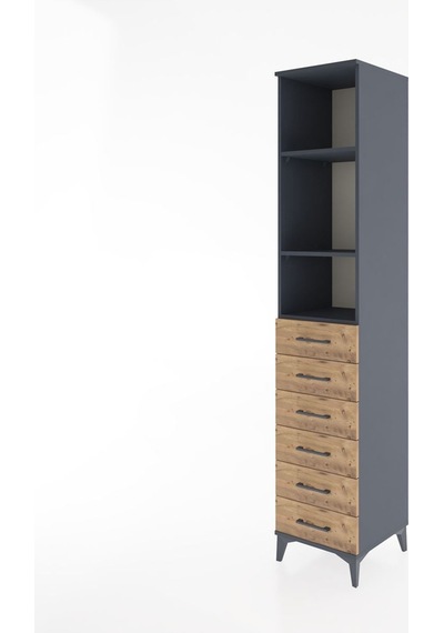 Hyperion Dolap 3 Raflı 6 Çekmeceli 44x44x221 Antrasit-çam Antrasit