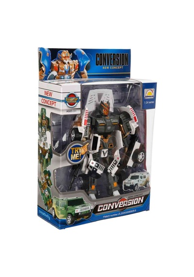1:24 Sesli Ve Işıklı Dönüşebilen Robot 22 Cm Beyaz Hummer