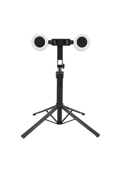 Çift Çıkarılabilir Led Işıklı Katlanabilir Tripod Selfie Çubuğu Akıllı Telefon İçin Ayrılabilir Dolgu Işıklı Taşınabilir Vlog Standı