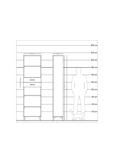Arges Dolap 4 Raflı 2 Çekmeceli 60x30x221 Aytaşı-antrasit Aytası