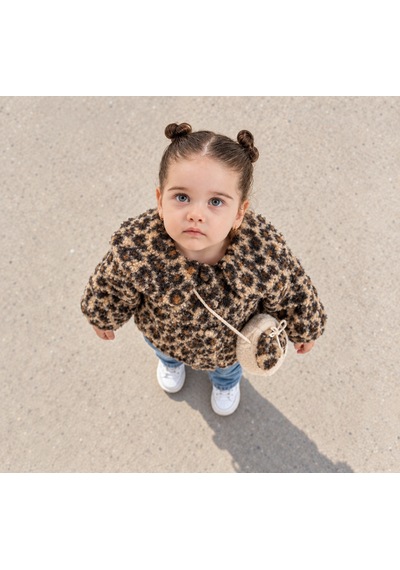 Cocosiss Leoparlı Çantalı Kız Mont 2766 Kahverengi
