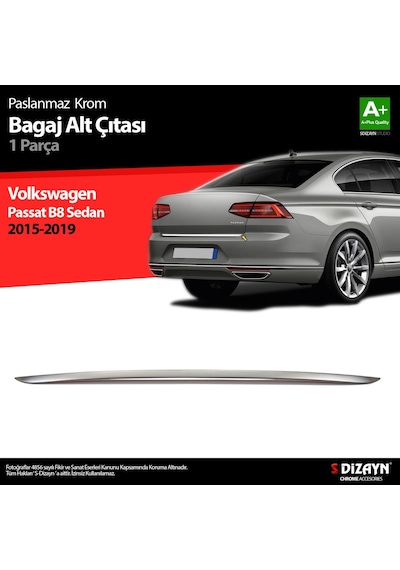 Volkswagen Passat B8 Krom Bagaj Alt Çıtası 2015 Üzeri