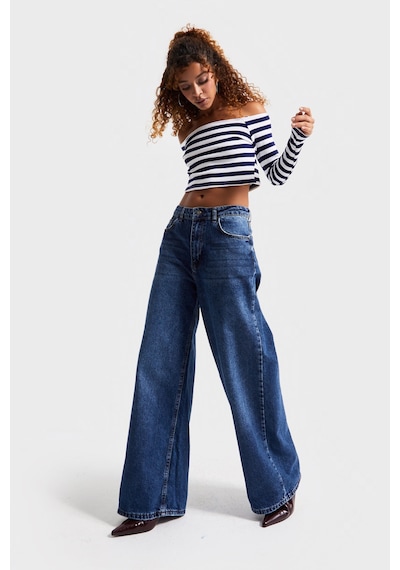 Itsbasic Kadın Koyu Mavi Renk 2w5-5 Süper Baggy Fit Bol Kesim Orta Bel %100 Koton Denim Jean Itsbasic Kadın Koyu Mavi Renk 2w5-5 Süper Baggy Fit Bol Kesim Orta Bel %100 Koton Denim Jean