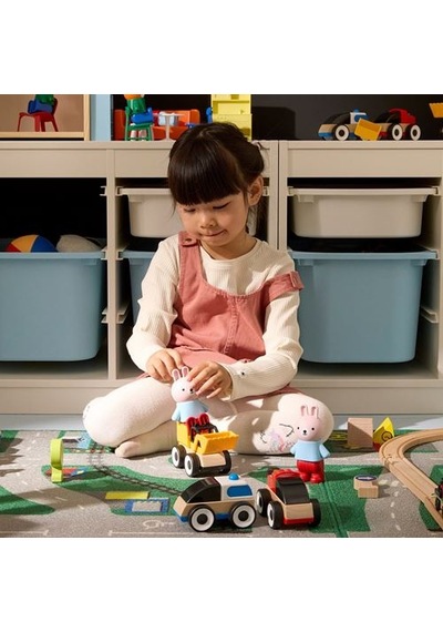 Ikea Lıllabo Araç Seti, Çok Renkli, Ekskavatör,polis Arabası,yarış Arabası 3 Adet