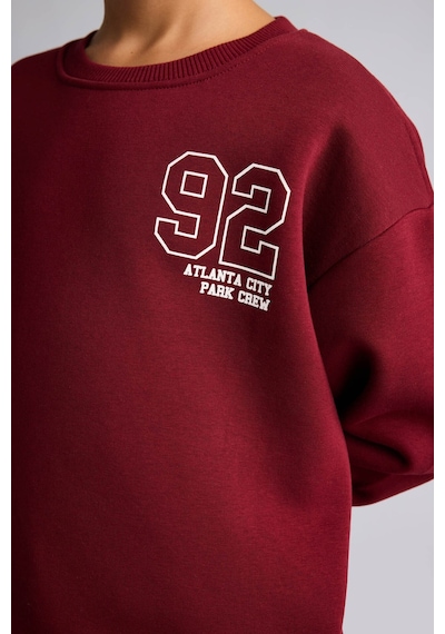 Defacto Bisiklet Yaka Numara Baskılı İçi Yumuşak Tüylü Kalın Sweatshirt Erkek Çocuk I6070a826wnbr248 Bordo-br248