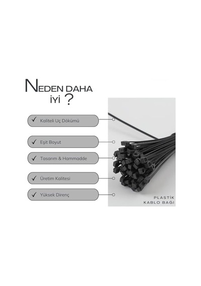 Orret Home 100 Adet Kablo Bağı Seti, Amerikan Kelepçesi, Cırt Elektrik Kablo Bağı, Dayanıklı Ve Çok Yönlü Kullanım İçin İdeal, Organizasyon Ve Düzenleme Siyah, 2.5x150mm