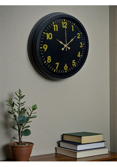 Siyah Standart 40 Cm Metal Dekoratif Duvar Saati