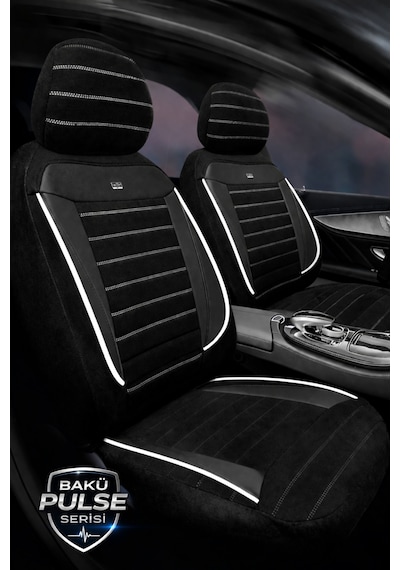 Mitsubishi Space Star Hatcback Diğer 2013-2018 Uy Tegin Pulse Serisi Raşel Siyah Beyaz Koltuk Kılıfı