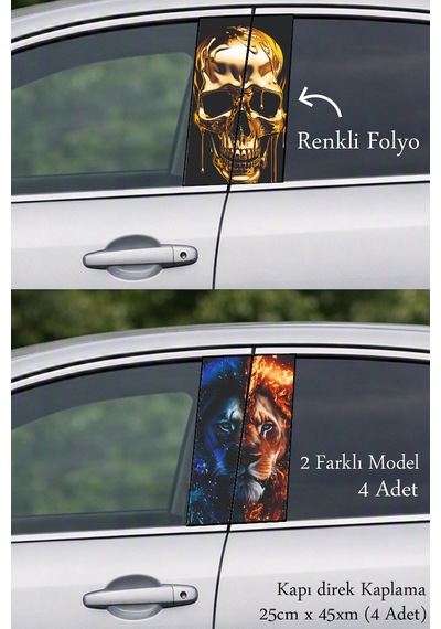 Sade Ve Şık Kapı Direk Folyo Sticker Etiket