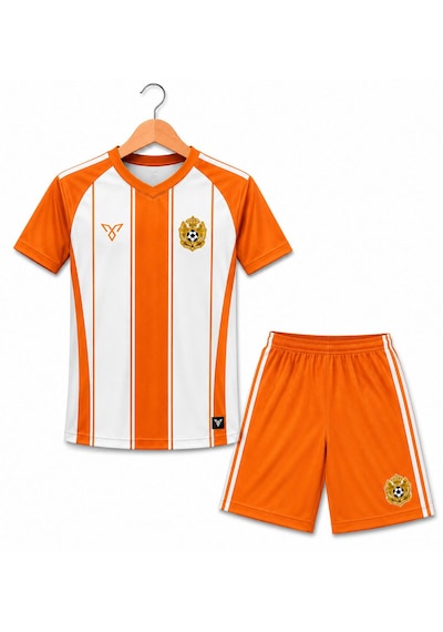 Yenteks İsim Yazılır Çocuk Futbol Forması Turuncu Beyaz Özel Tasarım 4 Parça Forma+şort+çorap+bileklik Turuncu - Beyaz