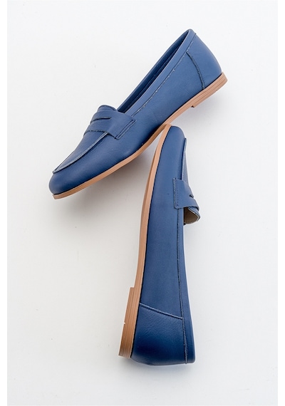 Luvishoes F02 Lacivert Cilt Kadın Babet Lacivert