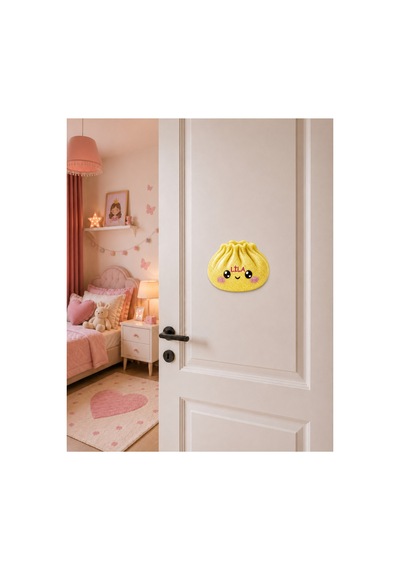 Dumpling Squishy Çin Mantısı Temalı Kişiye Özel Mdf Çocuk Odası Süsü Sarı