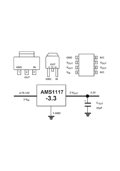 Ams1117 5v To 3.3v Step-down Güç Kaynağı Modülü