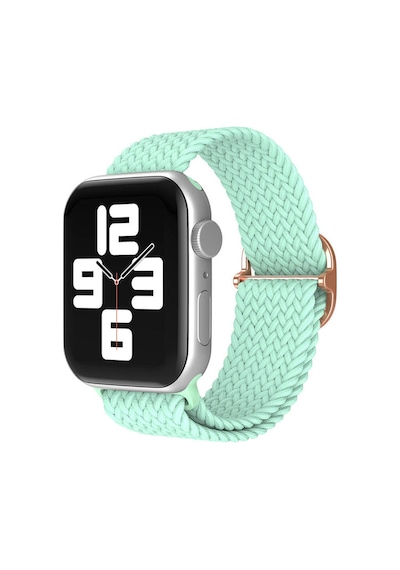 Wozlo Apple Uyumlu  Watch 1 2 3 4 5 6 7 8 Se Ultra Solo Loop Esnek Örgü Tokalı Kordon 38/40/41mm - Su Yeşili