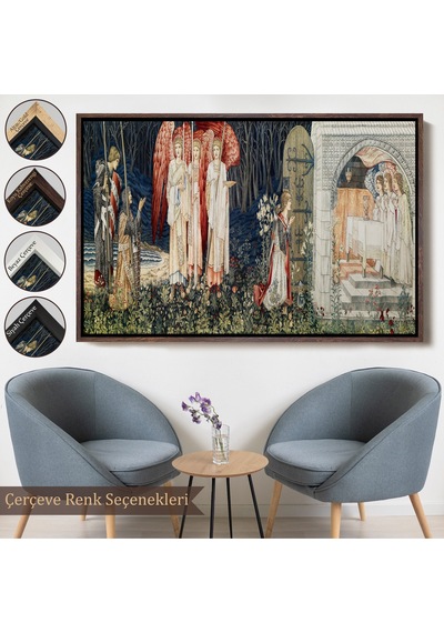 Ahşap Çerçeveli William Morris Kutsal Kase Tablosu-7033