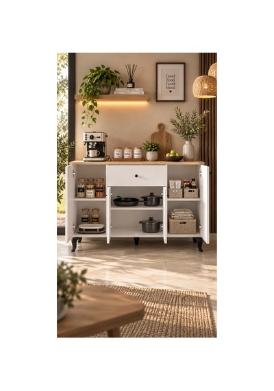 Luna Konsol Çok Amaçlı Dolap Beyaz & Atlantik Çam Beyaz-atlantik Çam - 903743956 Beyaz-atlantik Çam