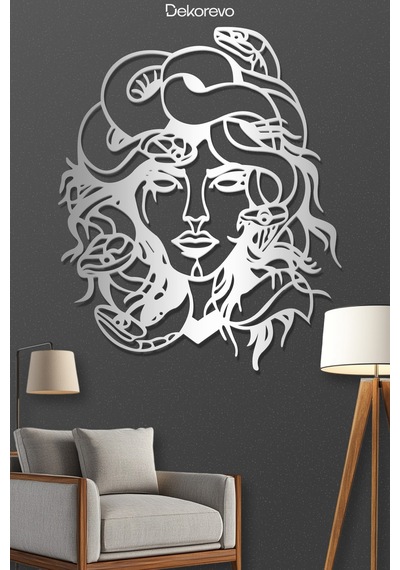 Medusa Metal Duvar Tablosu - Gümüş - 21 X 30 Cm