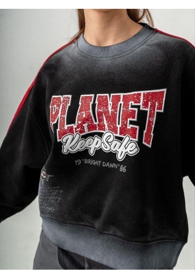 Kız Çocuk Planet Keep Safe Baskılı Oversize Tasarım Sweatshirt-16159 Siyah Kız Çocuk Planet Keep Safe Baskılı Oversize Tasarım Sweatshirt-16159 Siyah
