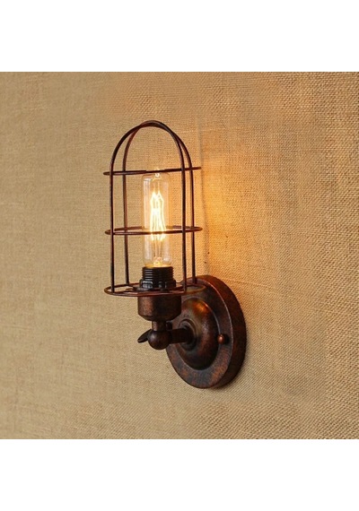 Riolight Bakır Eskitme Retro,vintage,rustik 1xe27 Duylu Tekli Metal Kafes Duvar Aplik Eskitme