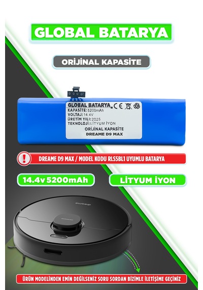 Dreame D9 Max Uyumlu Batarya 5200mah