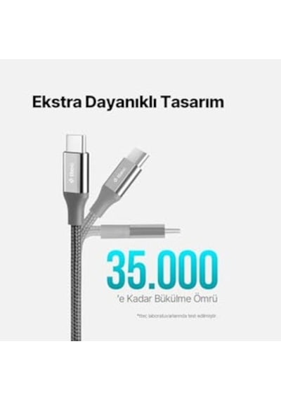 Usb-c 300cm 60w Pd Qc Hızlı Şarj Data Kablosu Uzay Grisi Diğer
