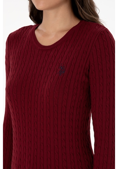 U.S. Polo Assn. Kadın Bordo Bisiklet Yaka Basic Kazak 50313626-VR014