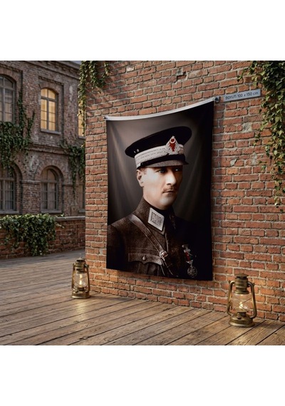 Mustafa Kemal Atatürk Altın İmzalı Poster Poster Bayrak Raşel Kumaş 100x150 Cm Ata42 Diğer