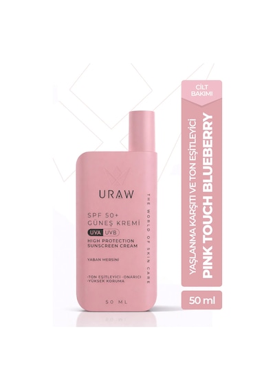 Uraw Pink Touch Blueberry Ton Eşitleyici Güneş Kremi SPF50+ 50 ML