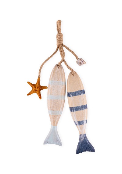 The Mia Retro Halat Askılı Çift Balık Duvar Süsü 20 Cm