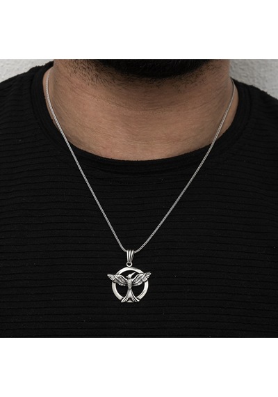Yüzük Sanatı Kartal Motifli Gümüş Erkek Kolye