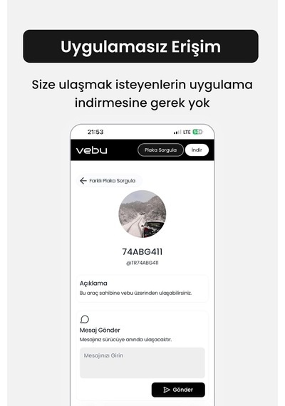 Vebu Araç Qr Kod Cam Etiketi, Dijital Numaratör, Plaka Üzerinden Ulaşılabilir Ol
