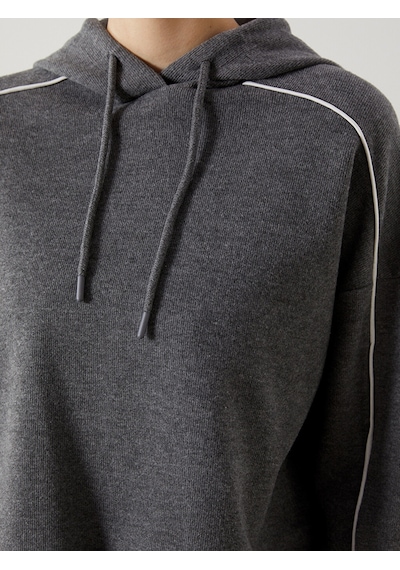 Lcw Modest Gri Kapüşonlu Oversize Kadın Sweatshirt Tunik