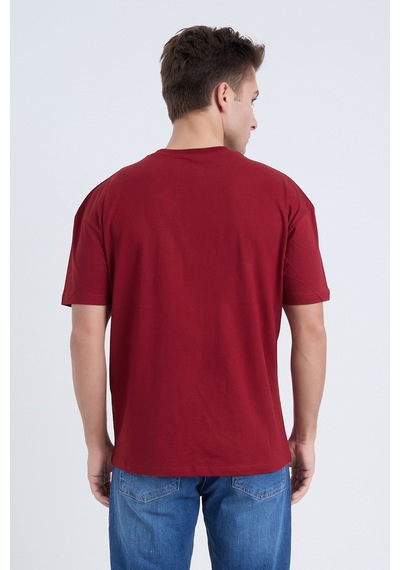 Velvoria Unısex Oversize Basic Bordo T-shirt