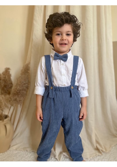 Miababy Papyonlu Fitilli Üçlü Takım İndigo