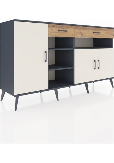 Hyperion Konsol 5 Raflı 2 Çekmeceli 3 Kapaklı 176x44x99 Antrasit- Antrasit-aytaşı/çam Hyperion Konsol 5 Raflı 2 Çekmeceli 3 Kapaklı 176x44x99 Antrasit- Antrasit-aytaşı/çam