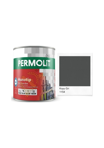 Permolit Monotip Astarlı Antipas Boya Koyu Gri 0.75 Lt.