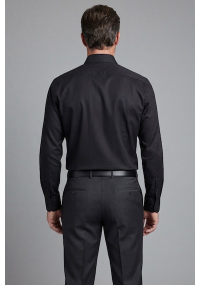 Bisse Klasik Regular Fit İtalyan Yaka Pamuk Siyah Erkek Gömlek Gmkls092230027 D99