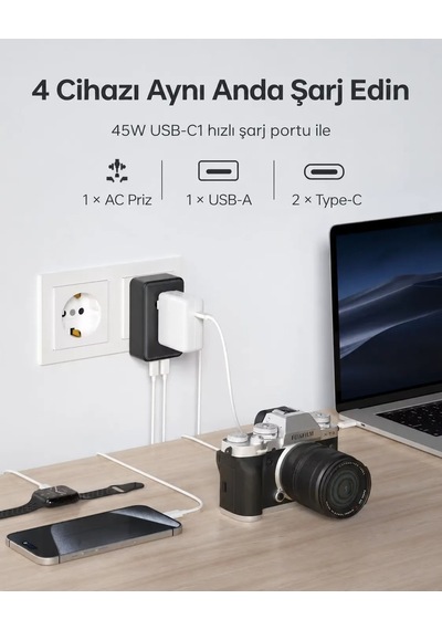 Fulltech Fc62 25w Gan Evrensel Seyahat Şarj Adaptörü - Çoklu Ülke Priz Dönüştürücü, 4'ü 1 Arada 1x Ac Priz, 2x Type-c, 1x Usb-a Siyah Fulltech Fc62 25w Gan Evrensel Seyahat Şarj Adaptörü - Çoklu Ülke Priz Dönüştürücü, 4'ü 1 Arada 1x Ac Priz, 2x Type-c, 1x Usb-a Siyah