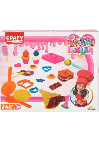3493 Crafy Tatlı Düşler Oyun Hamuru Seti 200 G 22 Parça -sunman Çok Renkli