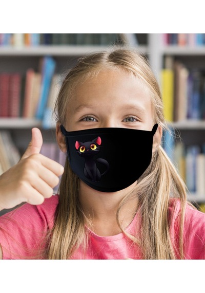 10 Adet Yıkanabilir Siyah Çocuk Maske-6