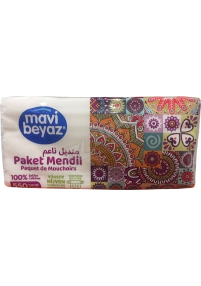 4 Adet Mavi Beyaz Paket Mendil 550 Yaprak