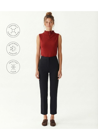 Yargıcı Düz Yüksek Bel Pantolon 25kkpn3097x 004 Lacivert