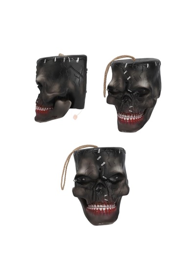 Hareket Sensörlü Işıklı Sesli Kafatası Asma Süsü Hareketli Çeneli Halloween Cadılar Bayramı Dekoru