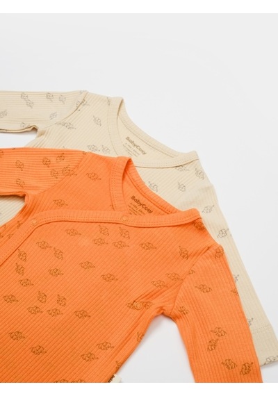 BabyCosy Organik Modal Fil Baskılı 2 Li Kruvaze Uzun Kollu Badi 001