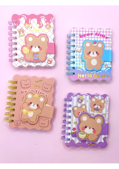 Hello Bear Cırtlı Cep Boy Sevimli Ayıcık Mini Not Defteri 7x8 Cm - Pembe