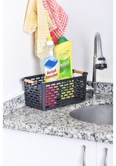 4 Adet Buzdolabı Sepeti Dolap Içi Düzenleyici Sepet Plastik Organizer Banyo Mutfak Düzenleyici Siyah Krom
